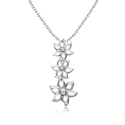 Tripple Floral Design Silver Necklace SPE-3598